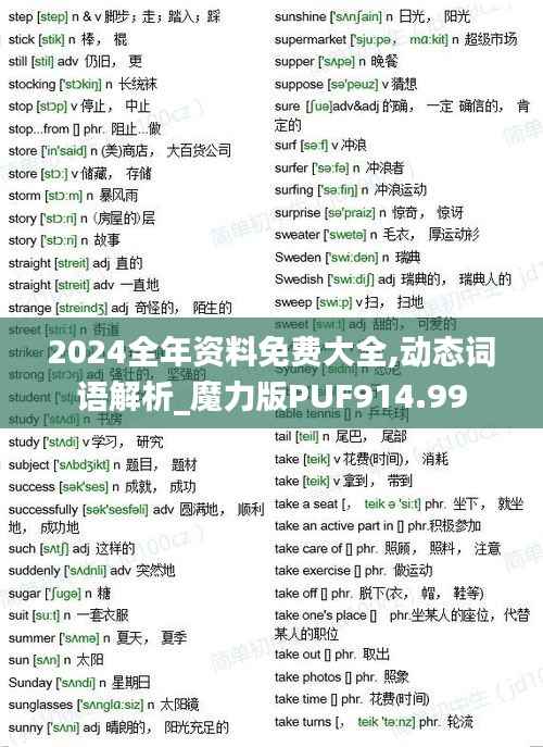 2024全年资料免费大全,动态词语解析_魔力版PUF914.99